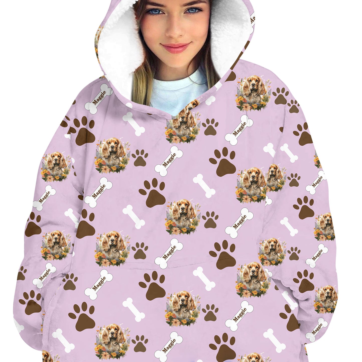Personalized Pet Flower Blanket Hoodie