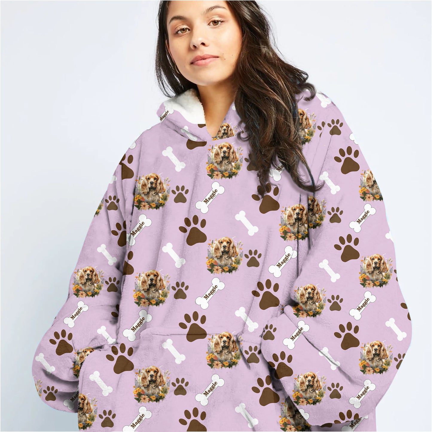 Personalized Pet Flower Blanket Hoodie