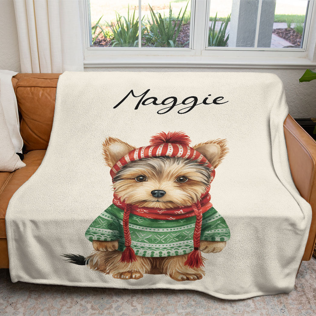 Personalized Pup In Ugly Sweater Custom Soft Blanket