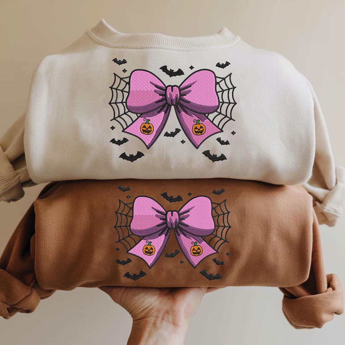 Halloween Personalized Embroidered Spooky Bow Hoodie Sweatshirt T-Shirt