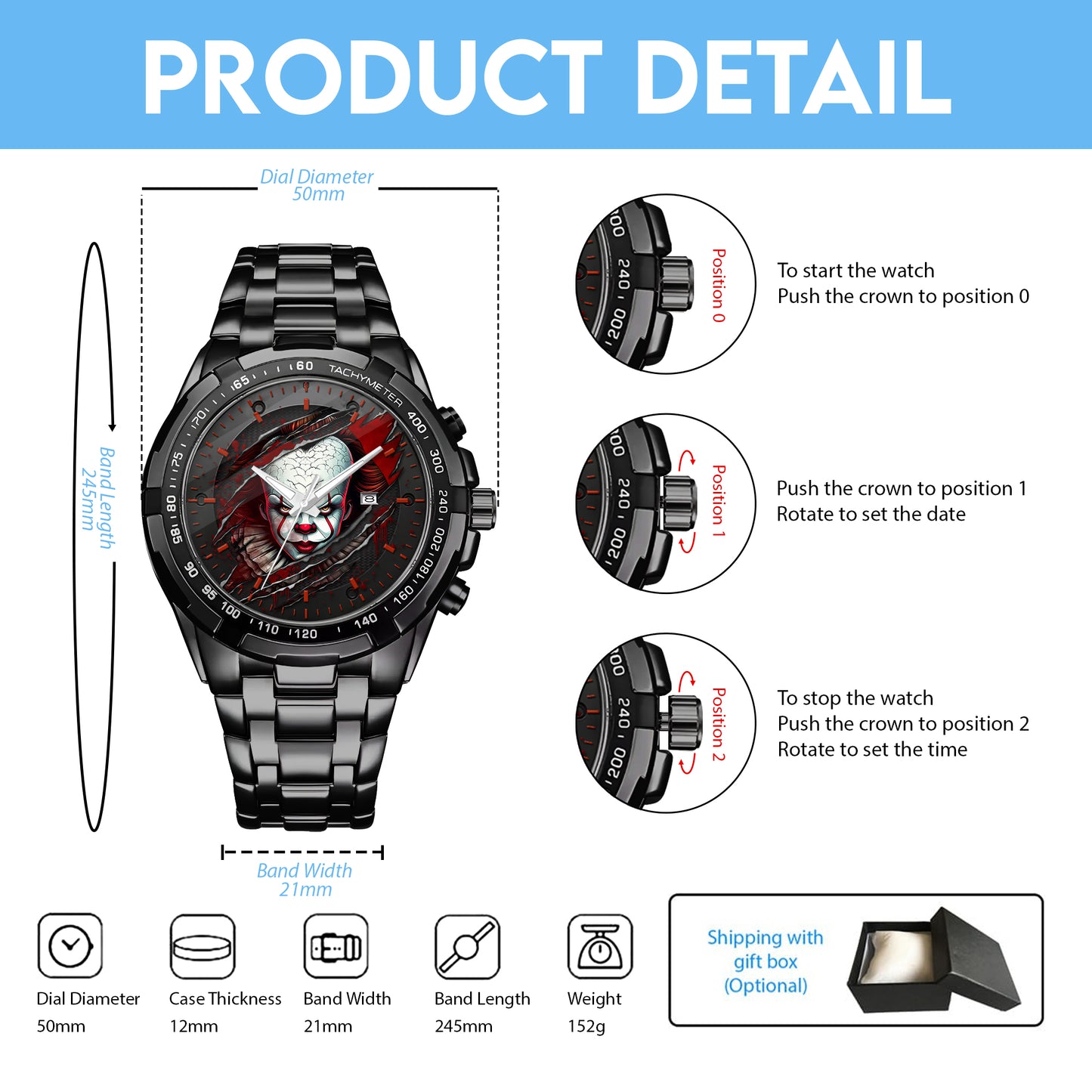 Halloween Horror Movies Personalized Quartz Watch