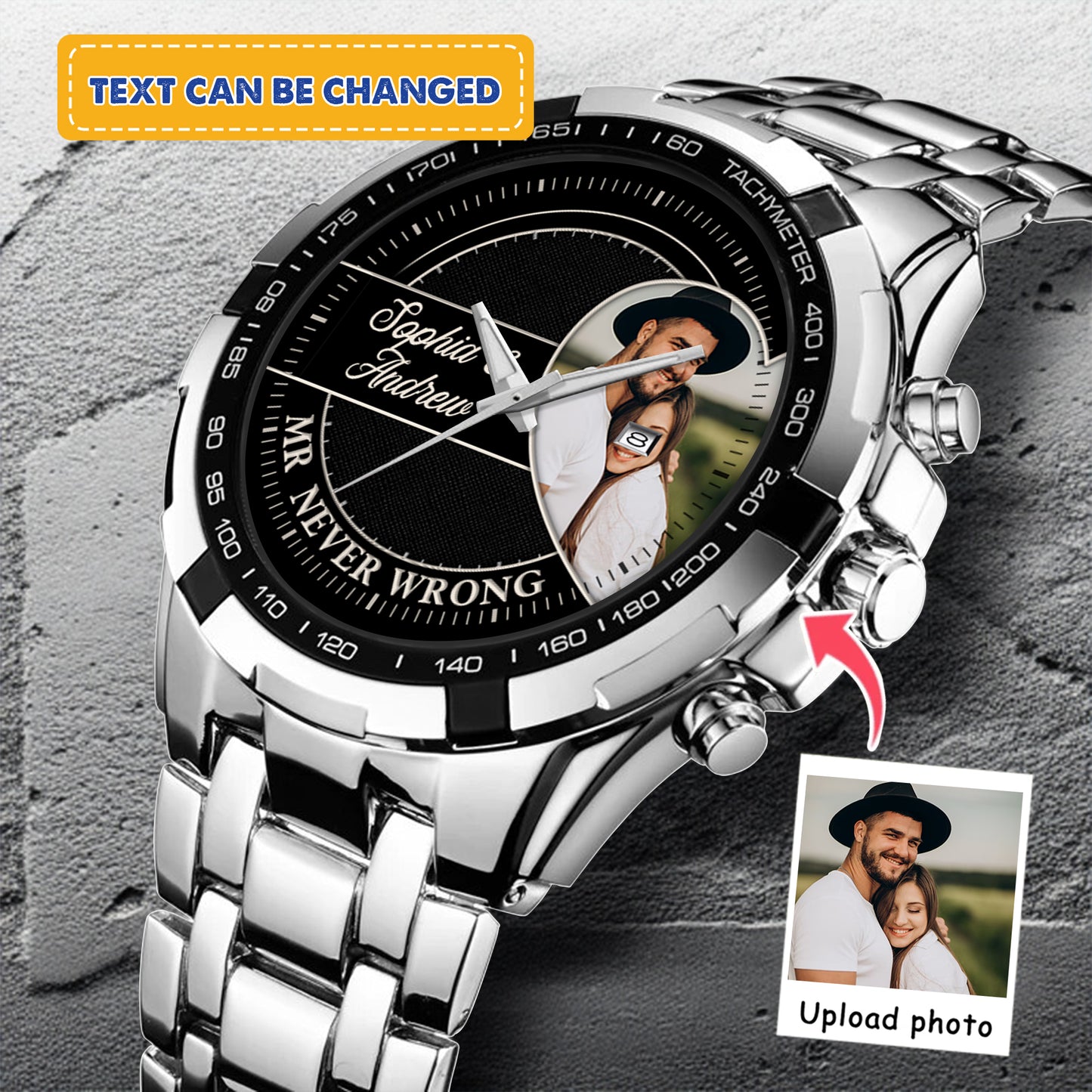 Personalized Heart Couple Photo Keepsake Watches