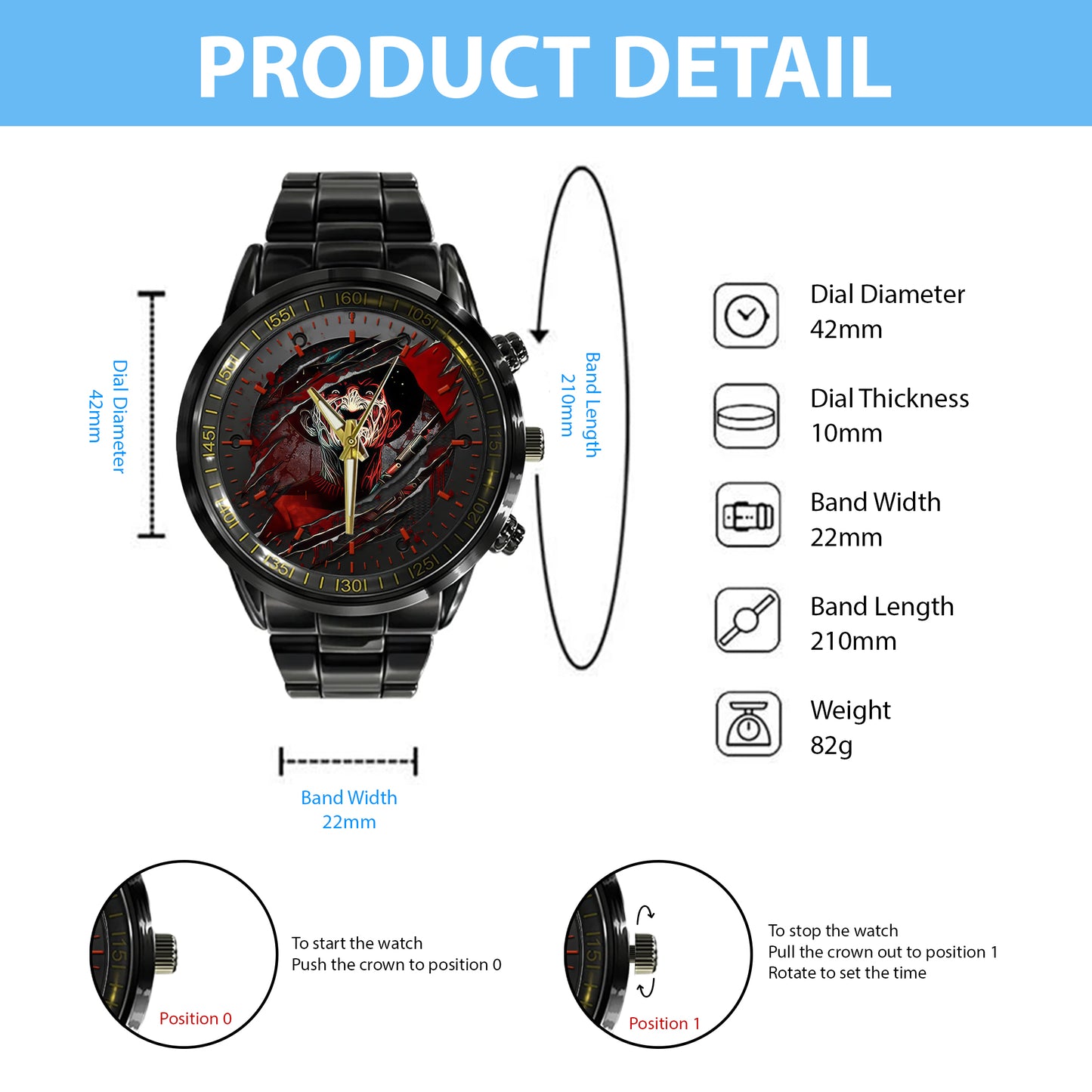 Halloween Horror Movies Personalized Quartz Watch
