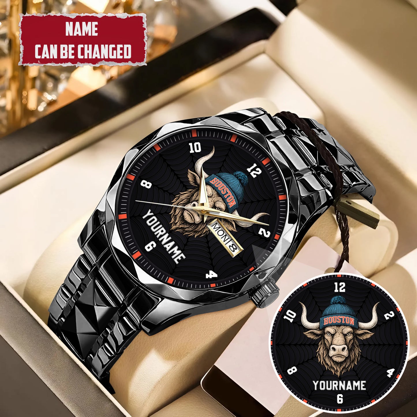 Personalized Retro Mascot Football Custom Name Watch Father's Day Gift For Him