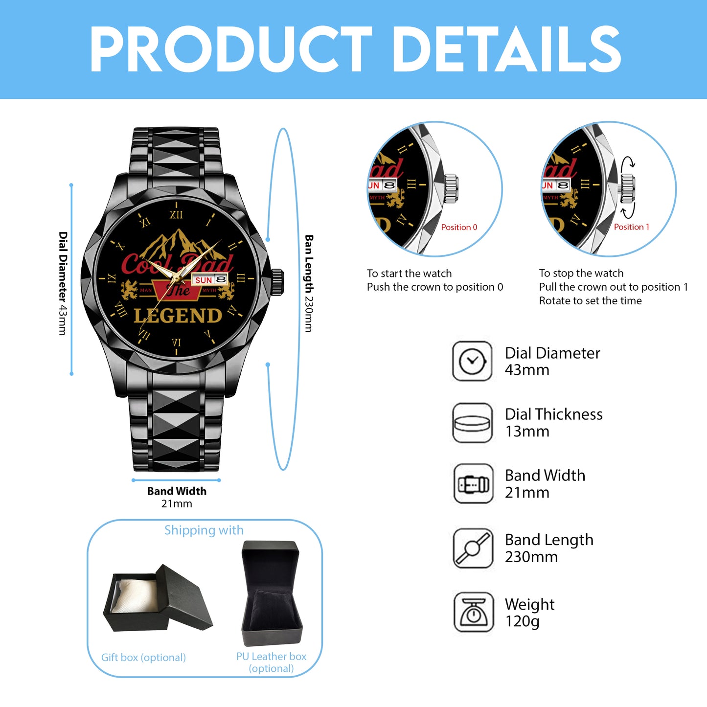 Father's Day Gift For Dad Cool Dad The Man The Myth The Legend Limited Edition Watch