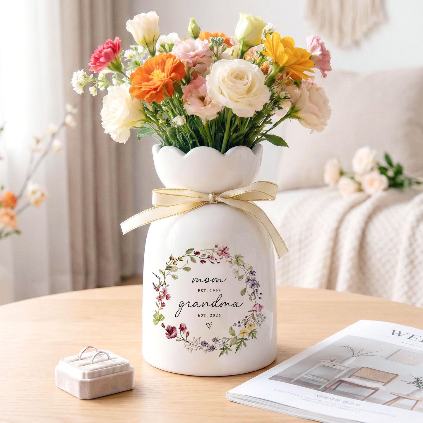 New Grandma Flower Vase, First Time Grandma Gift, Mothers Day Gift, Flower Vase for Nana, Pregnancy Announcement, Gift for Mom,Birthday Gift