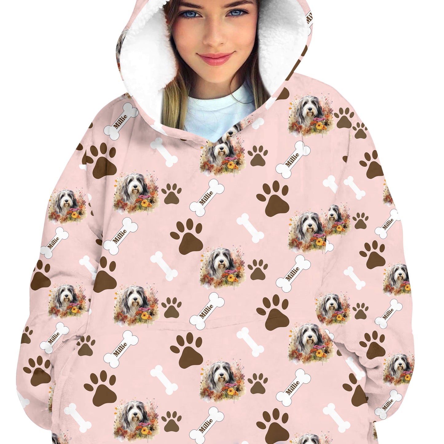 Personalized Pet Flower Blanket Hoodie