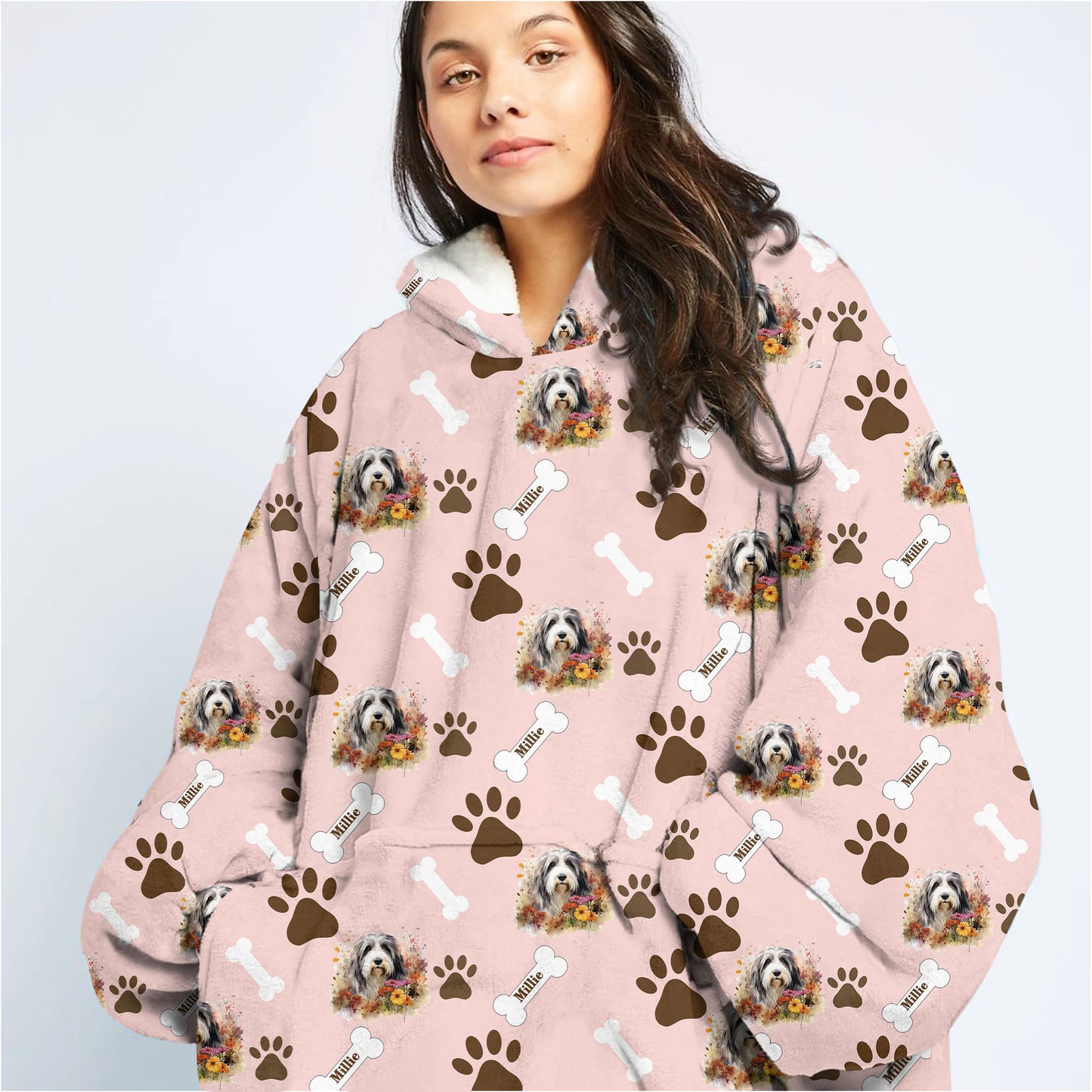 Personalized Pet Flower Blanket Hoodie