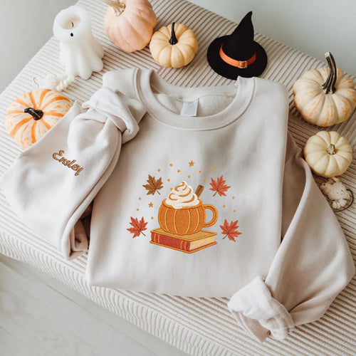 Halloween Personalized Embroidered Fall In Love With Reading Hoodie Sweatshirt T-Shirt