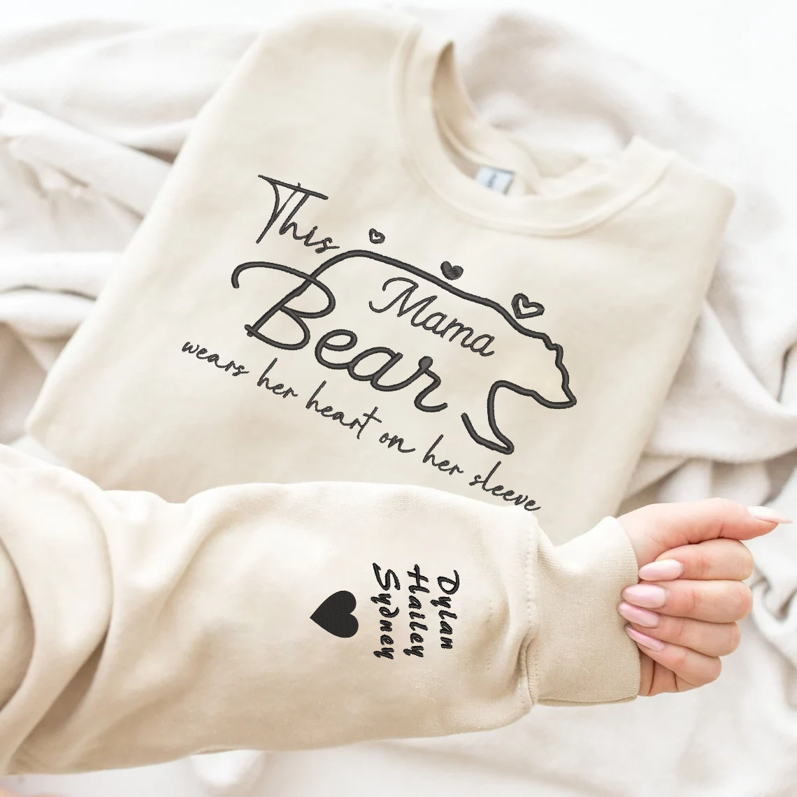 Mother s Day Personalized Embroidered Mama Bear Hoodie Sweatshirt T Sh Petie Island