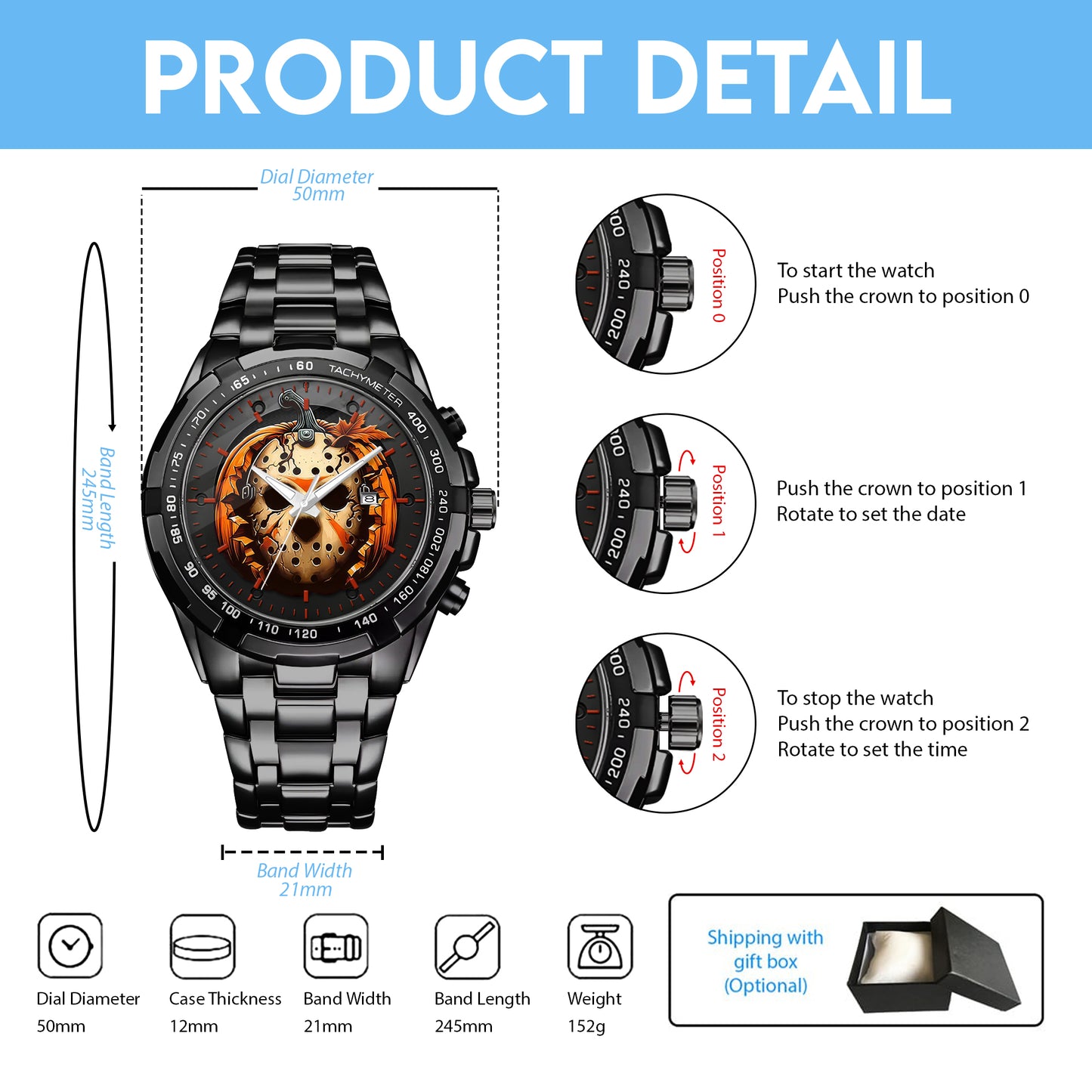 Halloween Horror Movies Personalized Quartz Watch