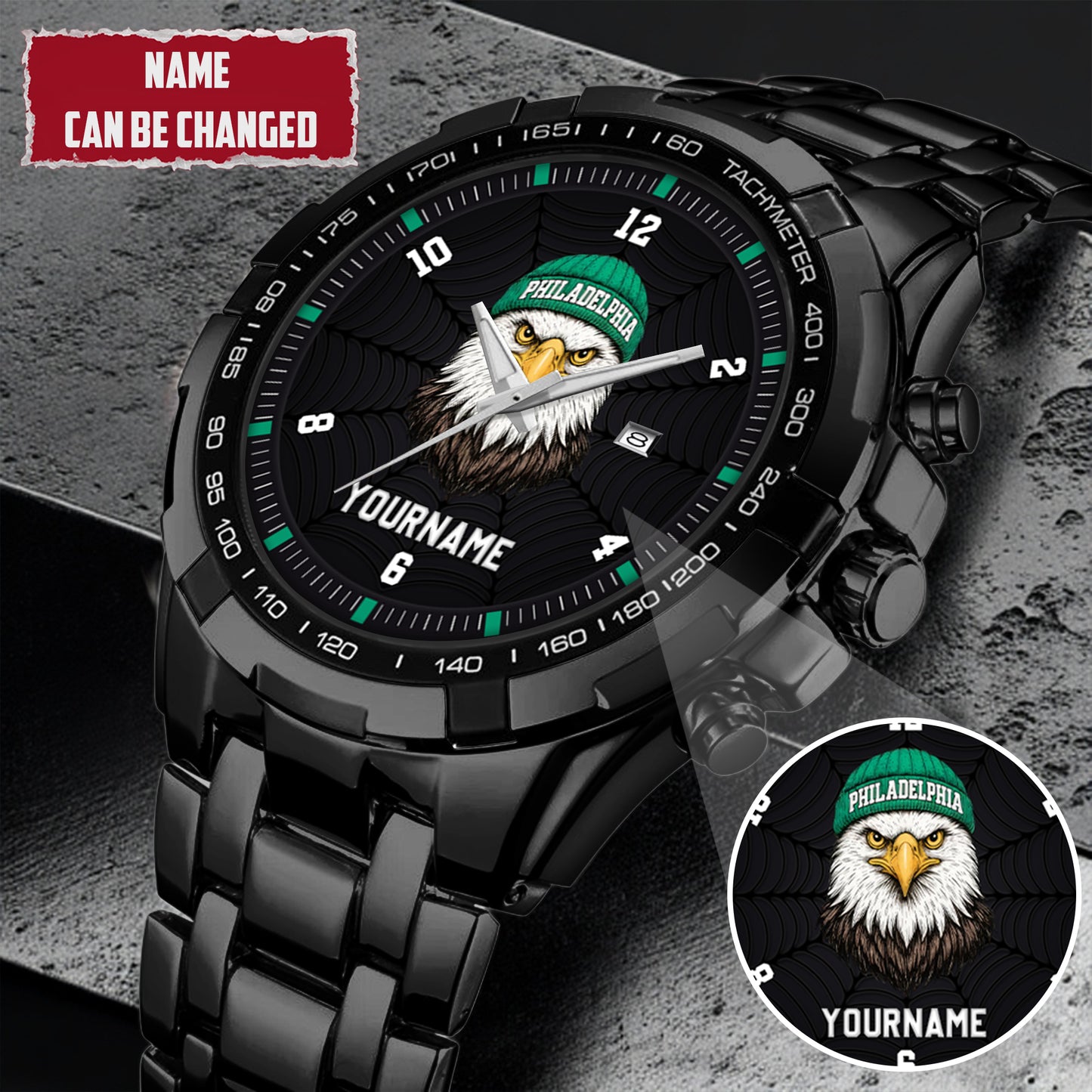 Personalized Retro Mascot Football Custom Name Watch Father's Day Gift For Him
