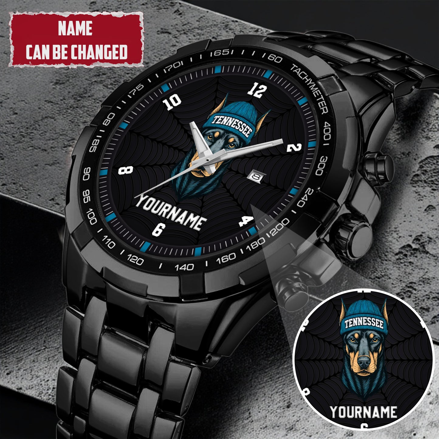Personalized Retro Mascot Football Custom Name Watch Father's Day Gift For Him