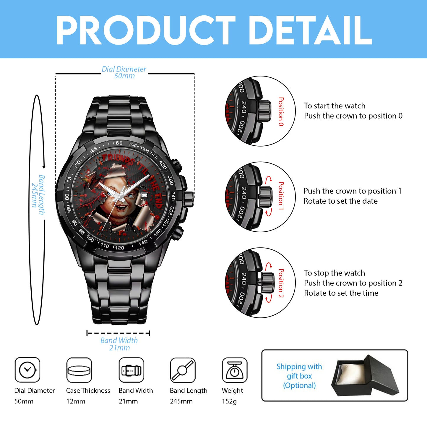 Halloween Horror Movies Personalized Quartz Watch