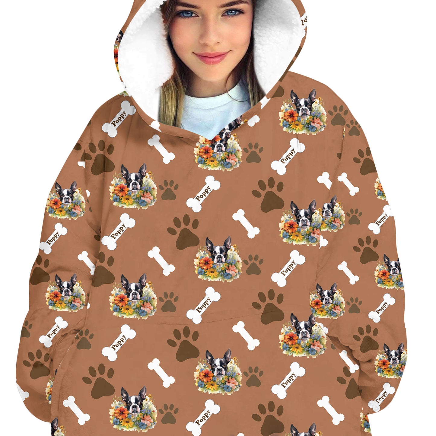 Personalized Pet Flower Blanket Hoodie