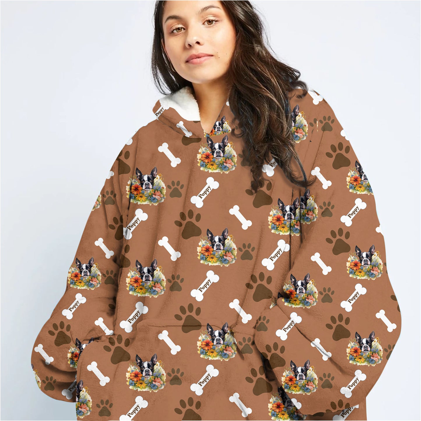 Personalized Pet Flower Blanket Hoodie