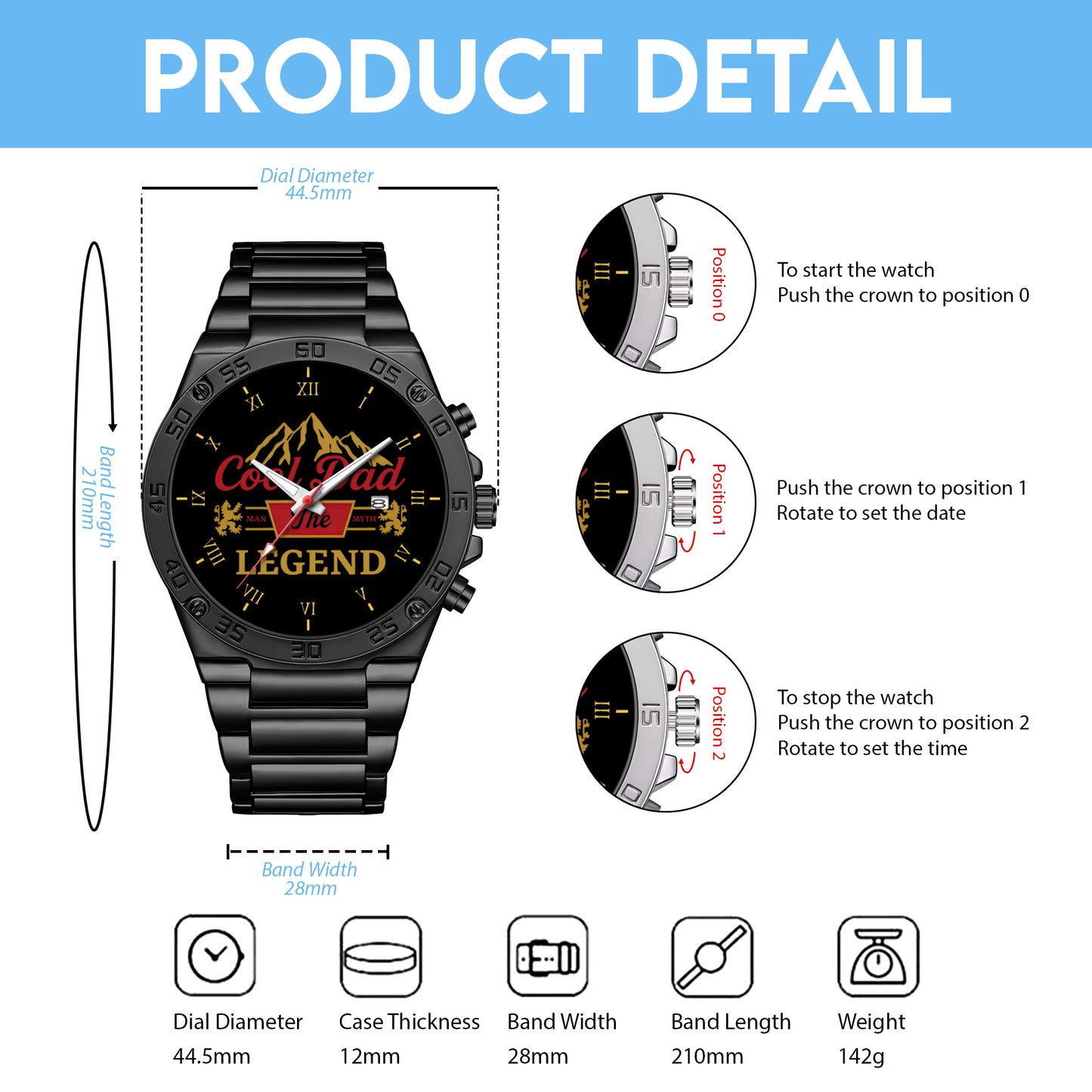 Father's Day Gift For Dad Cool Dad The Man The Myth The Legend Limited Edition Watch