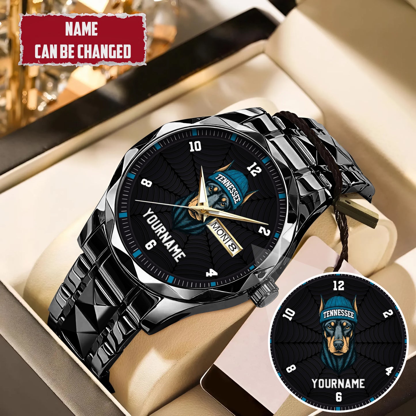 Personalized Retro Mascot Football Custom Name Watch Father's Day Gift For Him