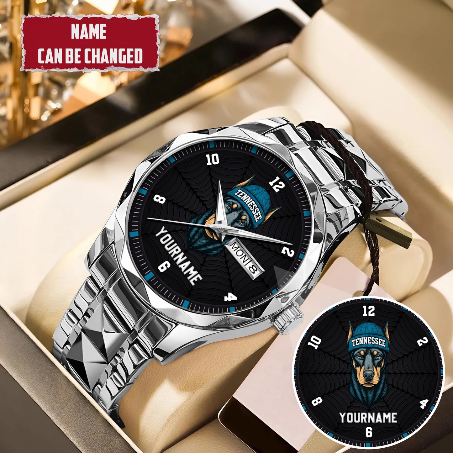 Personalized Retro Mascot Football Custom Name Watch Father's Day Gift For Him