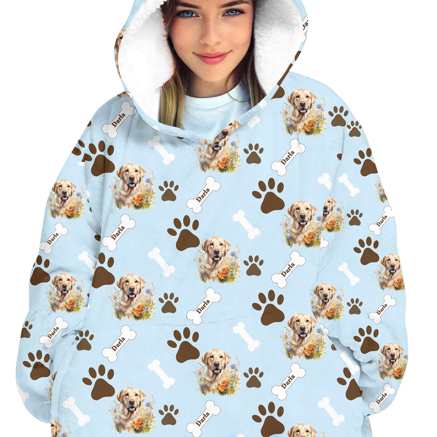 Personalized Pet Flower Blanket Hoodie