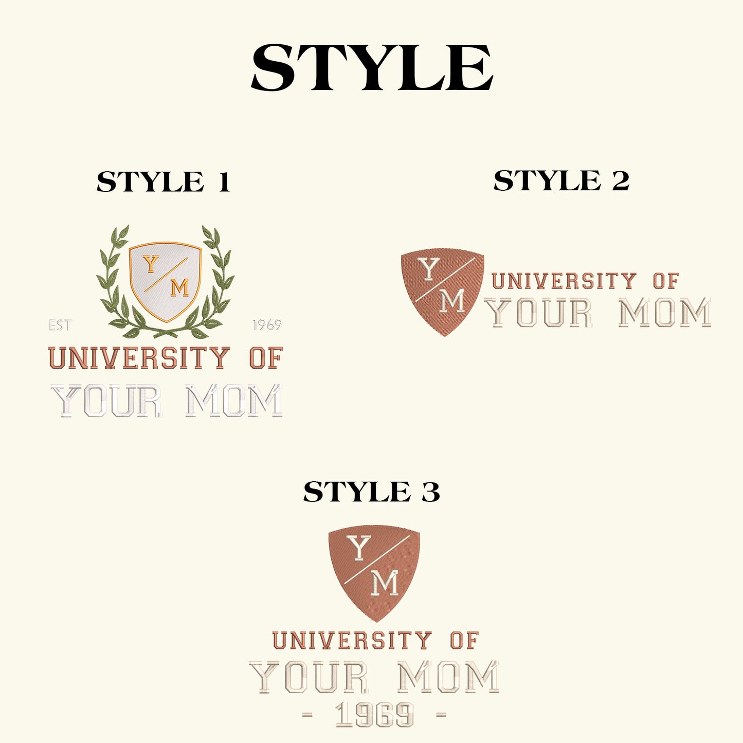 Mother's Day Personalized Embroidered University Of Your Mom Hoodie Sweatshirt T-Shirt