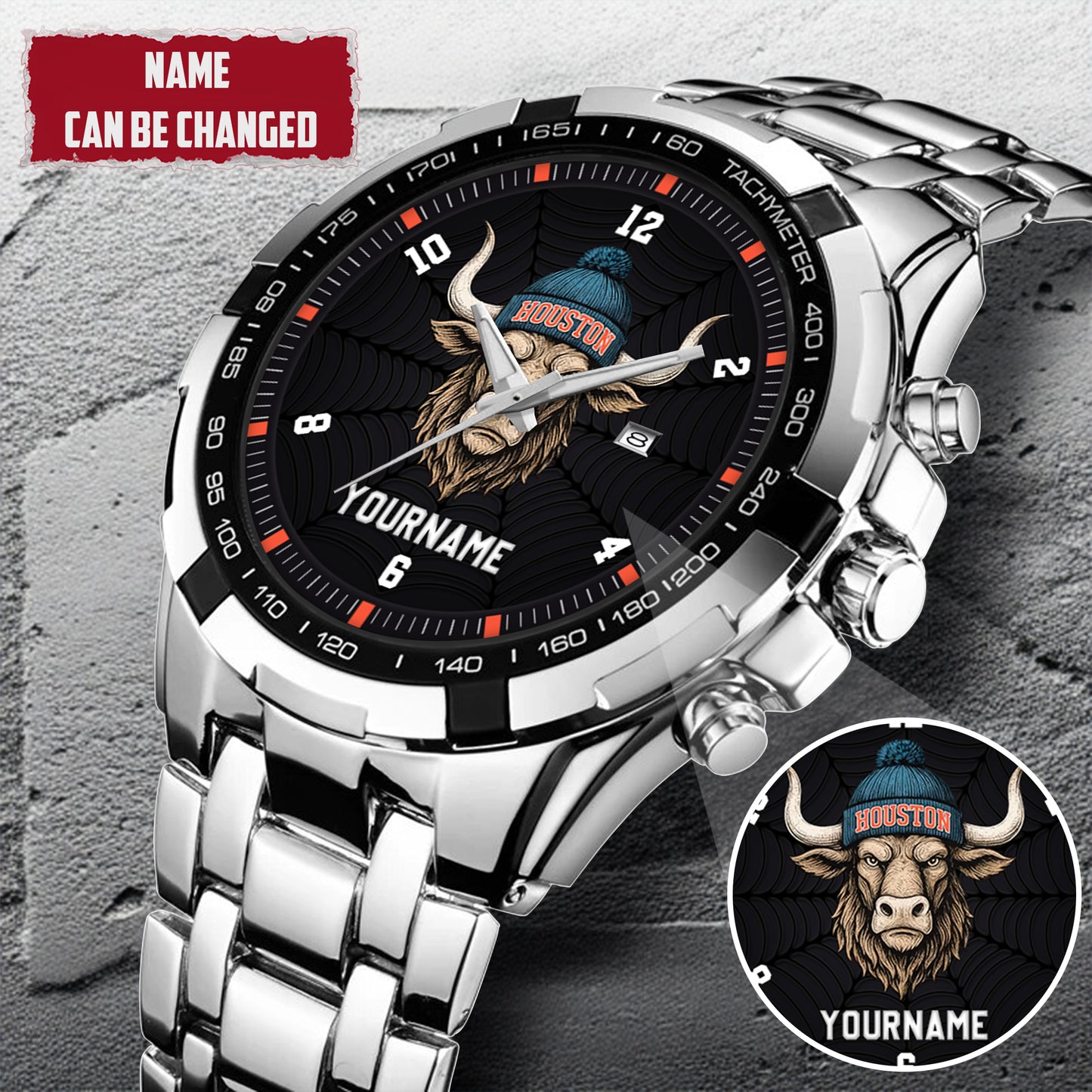 Personalized Retro Mascot Football Custom Name Watch Father's Day Gift For Him