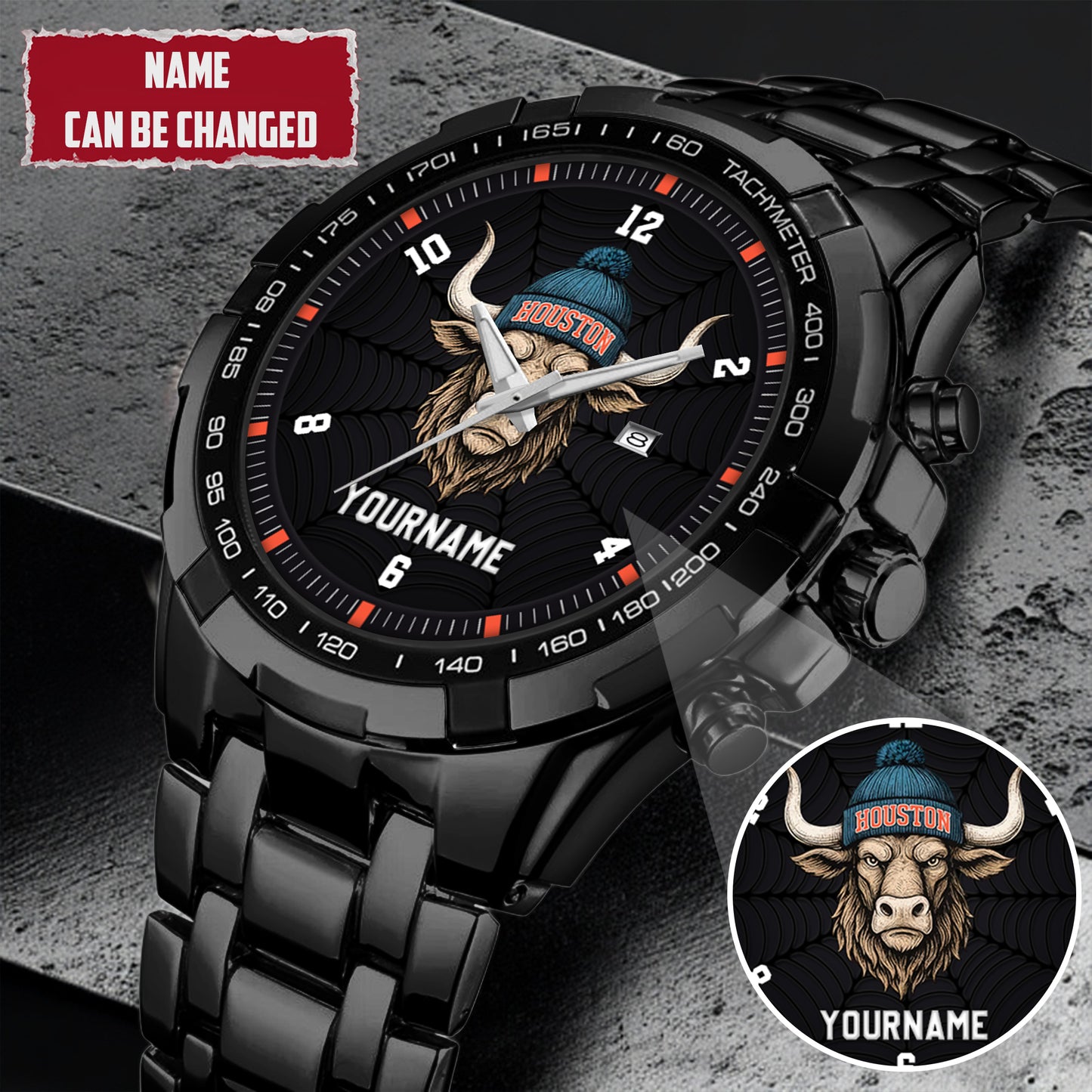Personalized Retro Mascot Football Custom Name Watch Father's Day Gift For Him