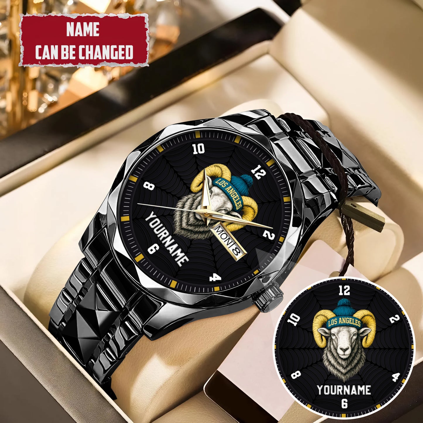 Personalized Retro Mascot Football Custom Name Watch Father's Day Gift For Him