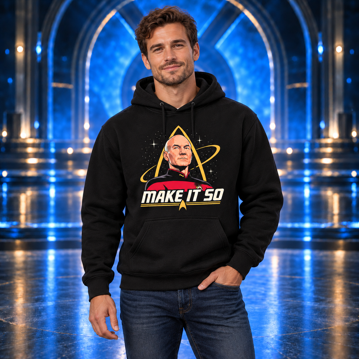 Make It So Hoodie, Black Graphic Pullover