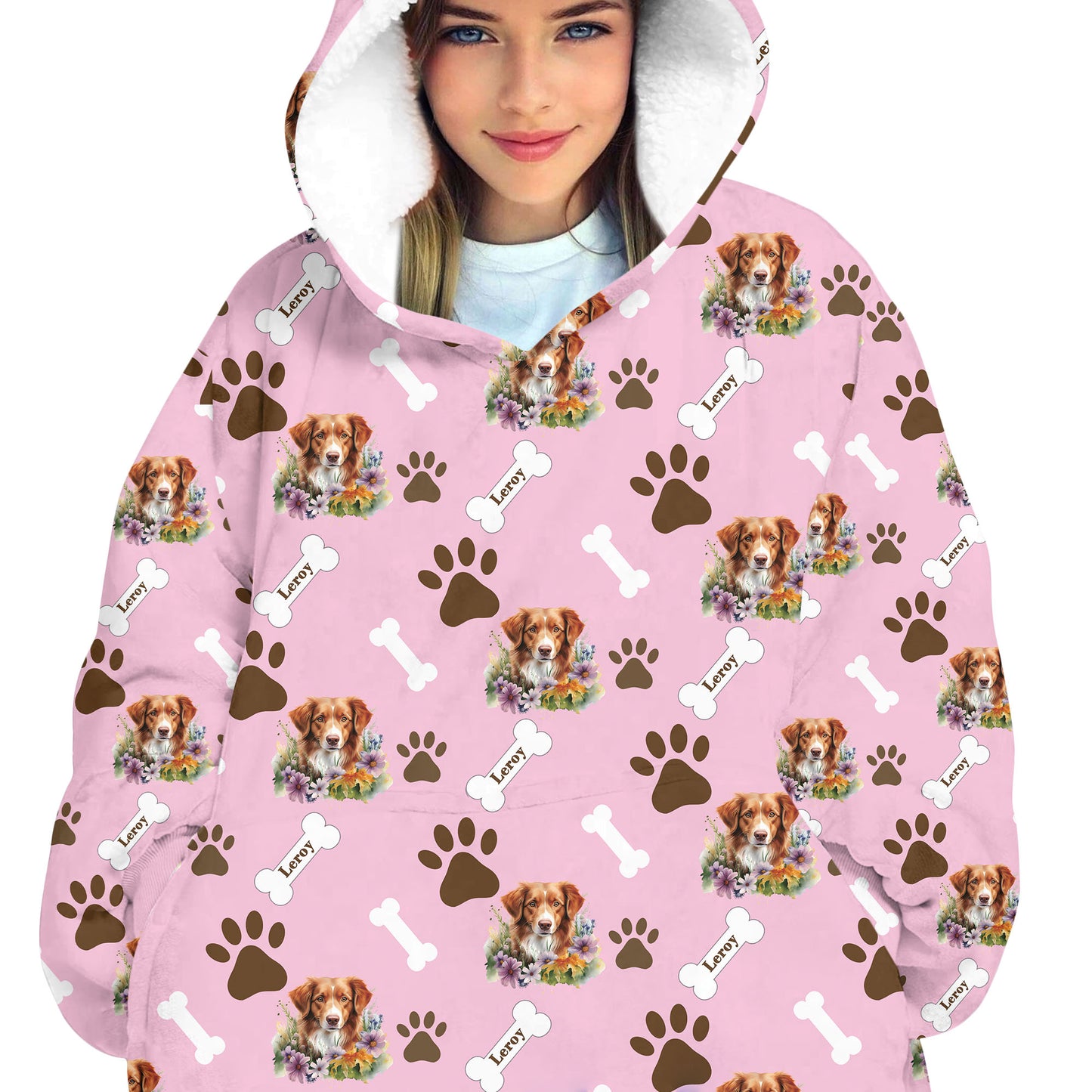 Personalized Pet Flower Blanket Hoodie