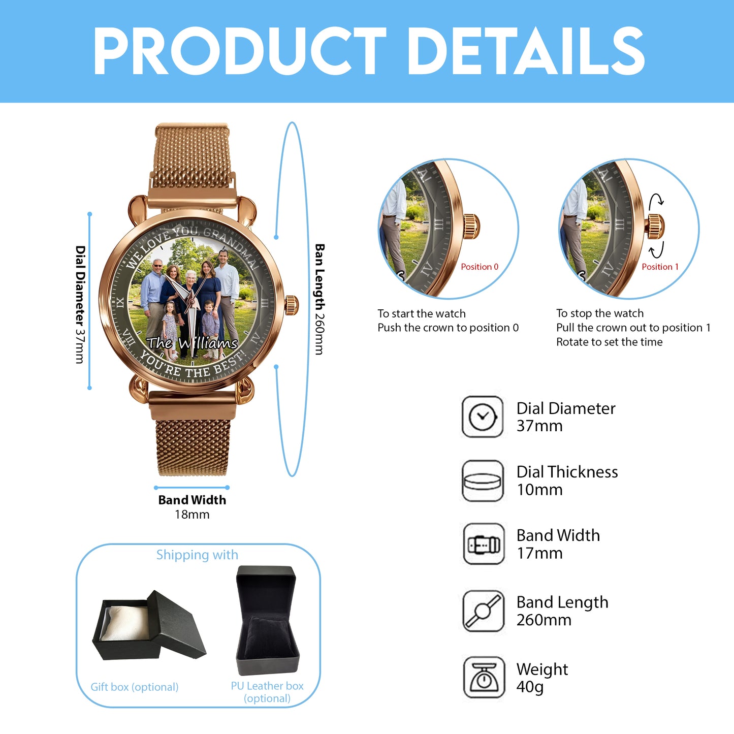 The Best Family Personalized Photos Mesh Strap Quartz Watch