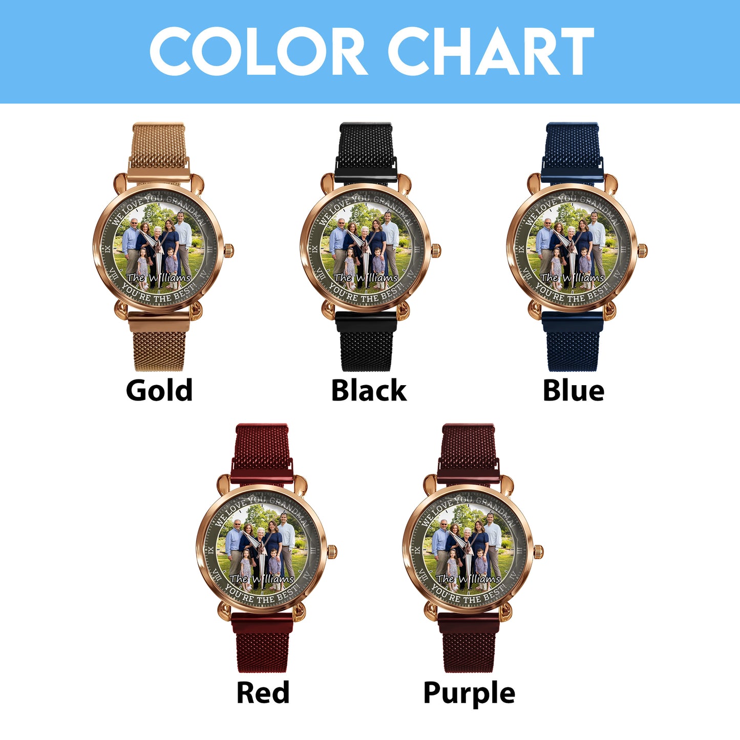 The Best Family Personalized Photos Mesh Strap Quartz Watch