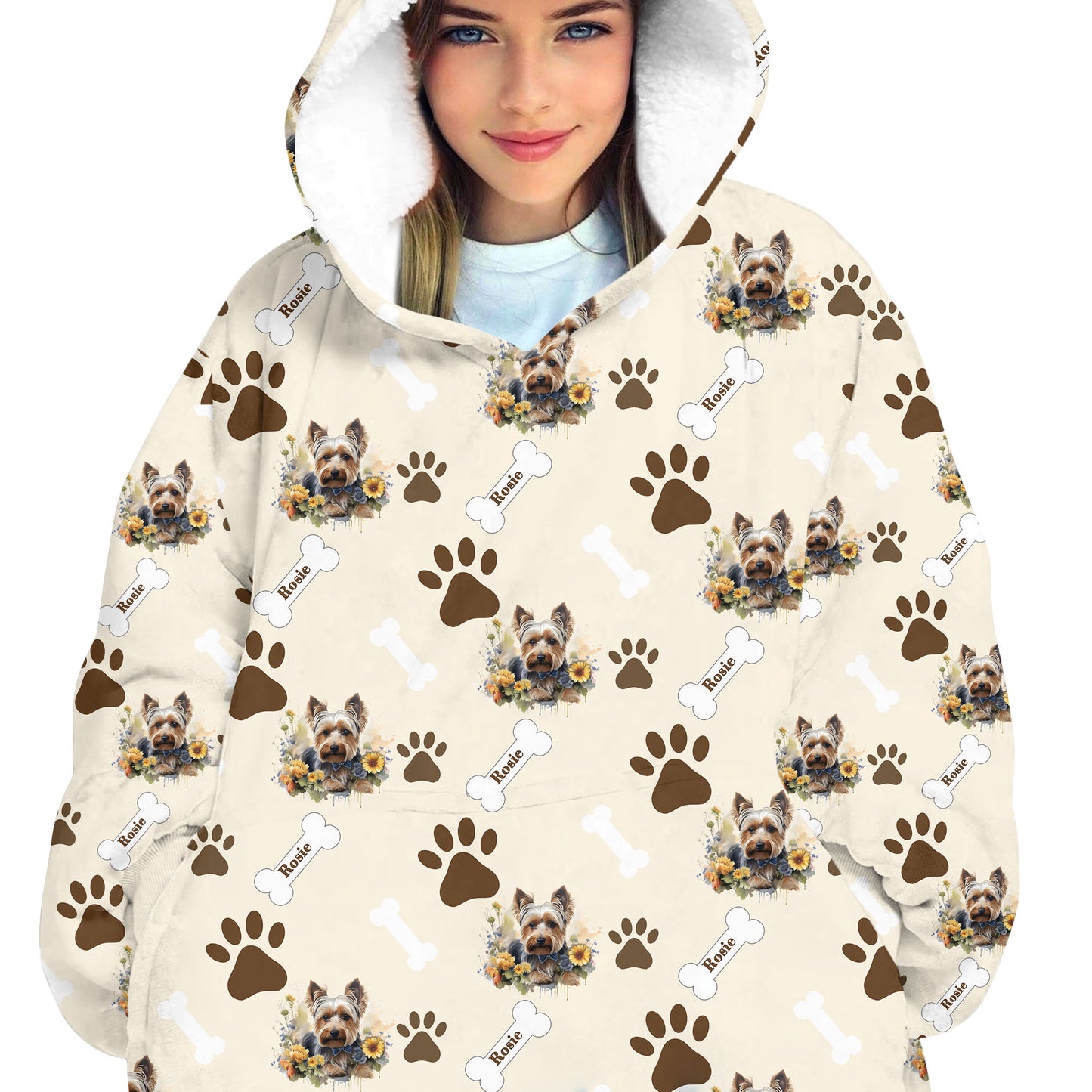 Personalized Pet Flower Blanket Hoodie