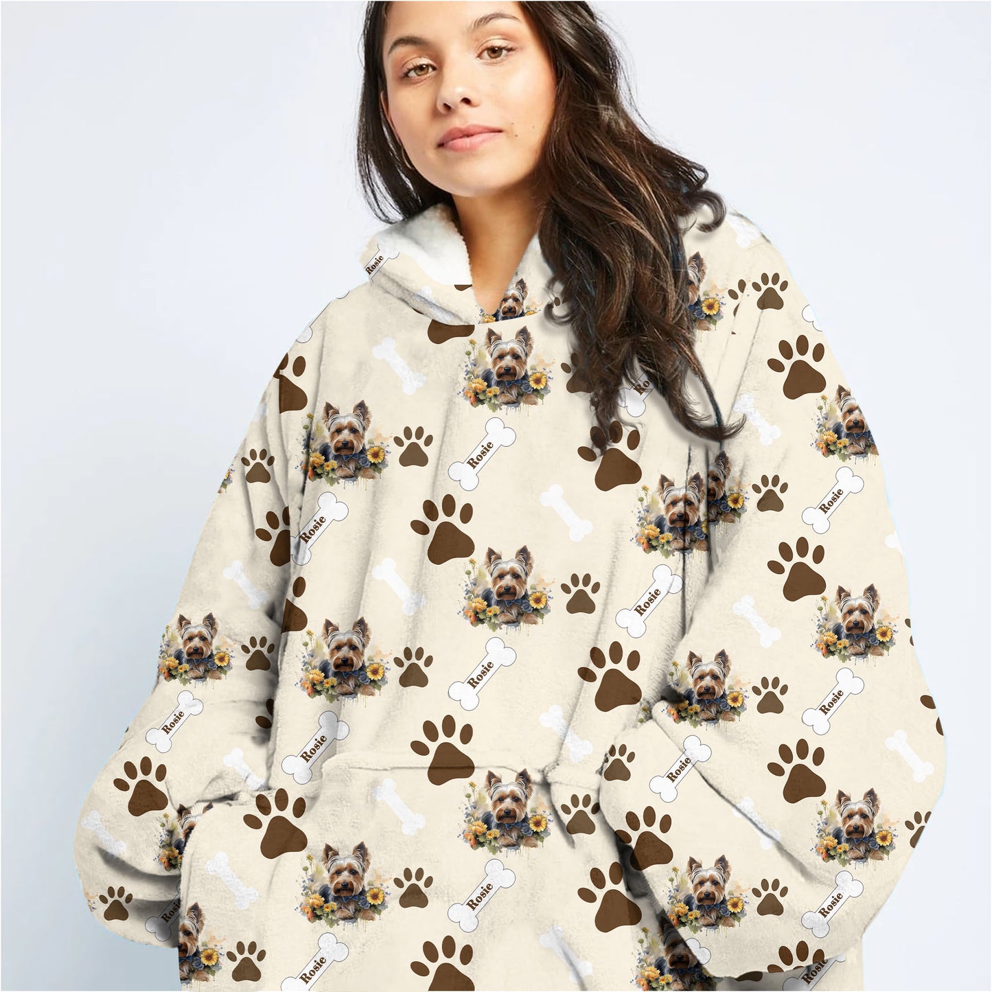 Personalized Pet Flower Blanket Hoodie