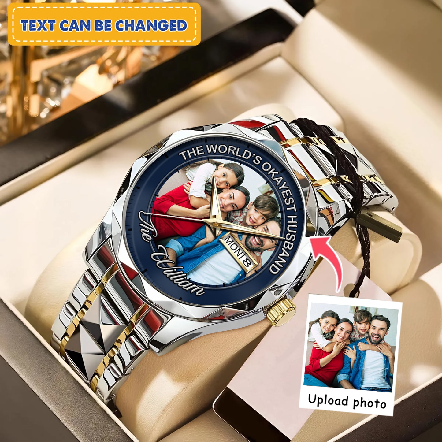 The World's Okayest Husband Personalized Photo Watch