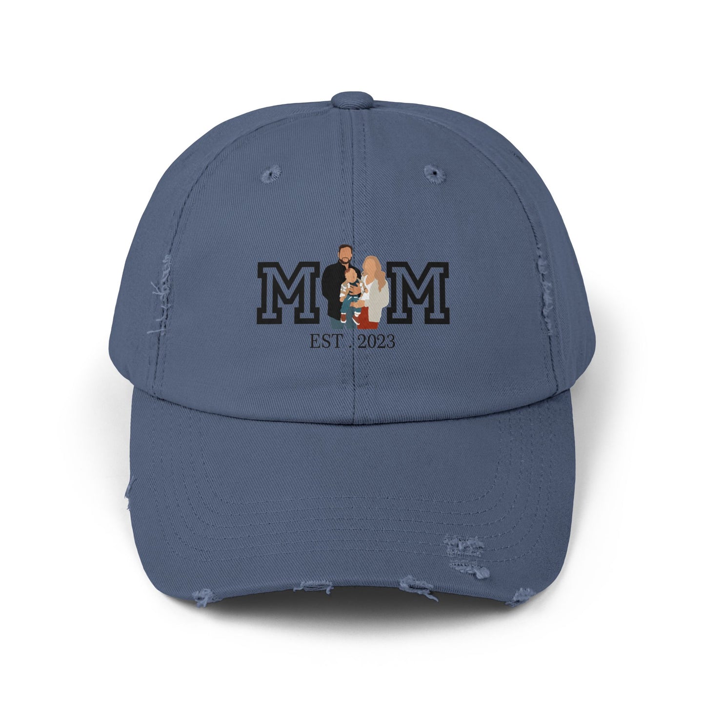Custom MOM EST Unisex Distressed Cap