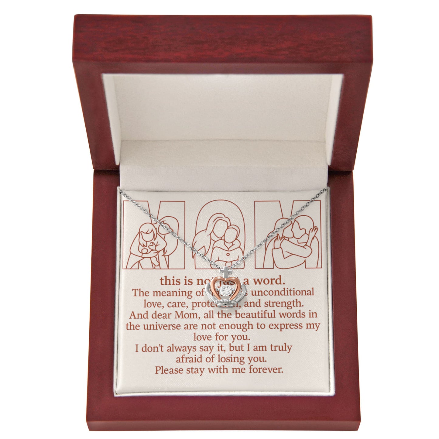 Personalized Crown Pendant Necklace with 3 Family Photos for Mom