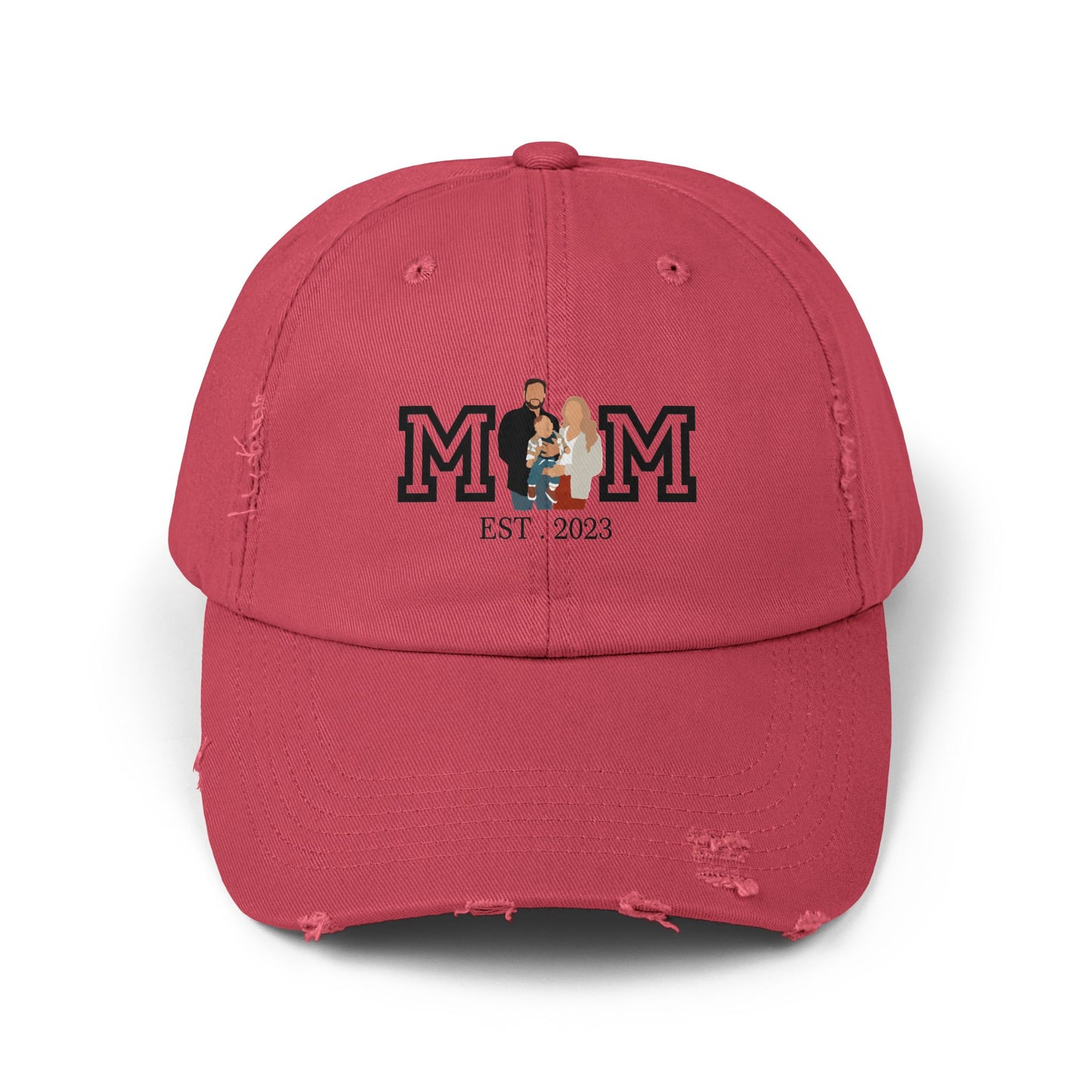 Custom MOM EST Unisex Distressed Cap