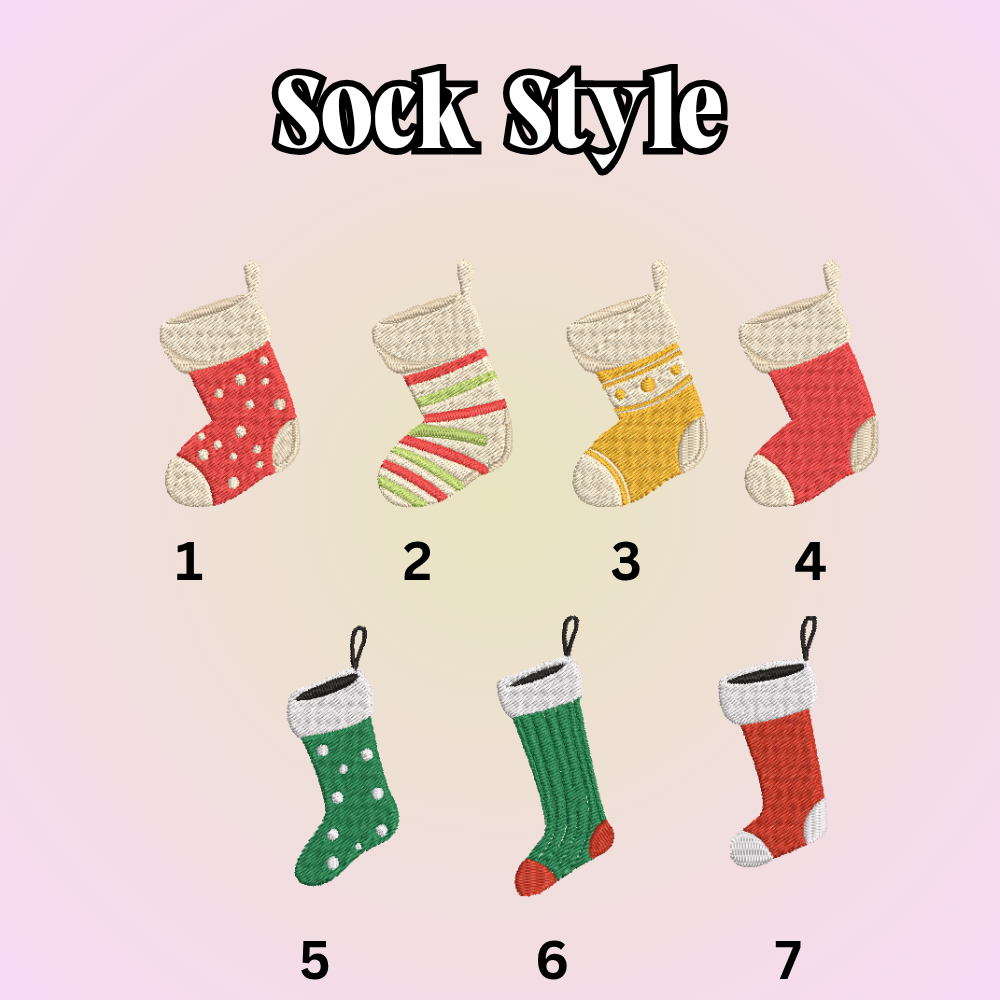 Christmas Personalized Family Name With Socks Embroidery Ornament Christmas Tree Decoration