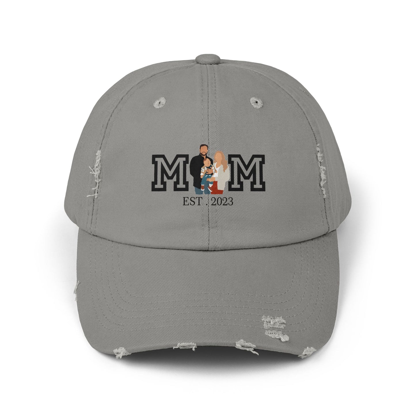 Custom MOM EST Unisex Distressed Cap