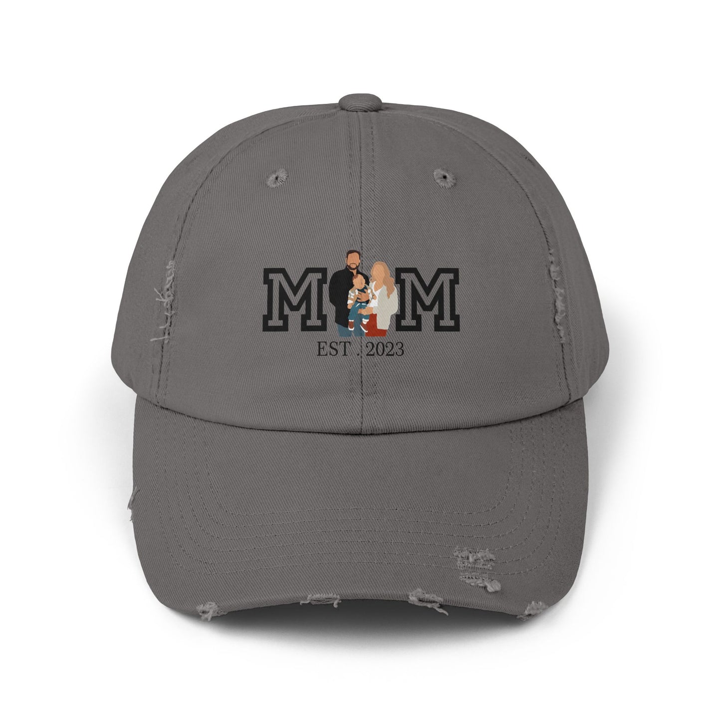 Custom MOM EST Unisex Distressed Cap