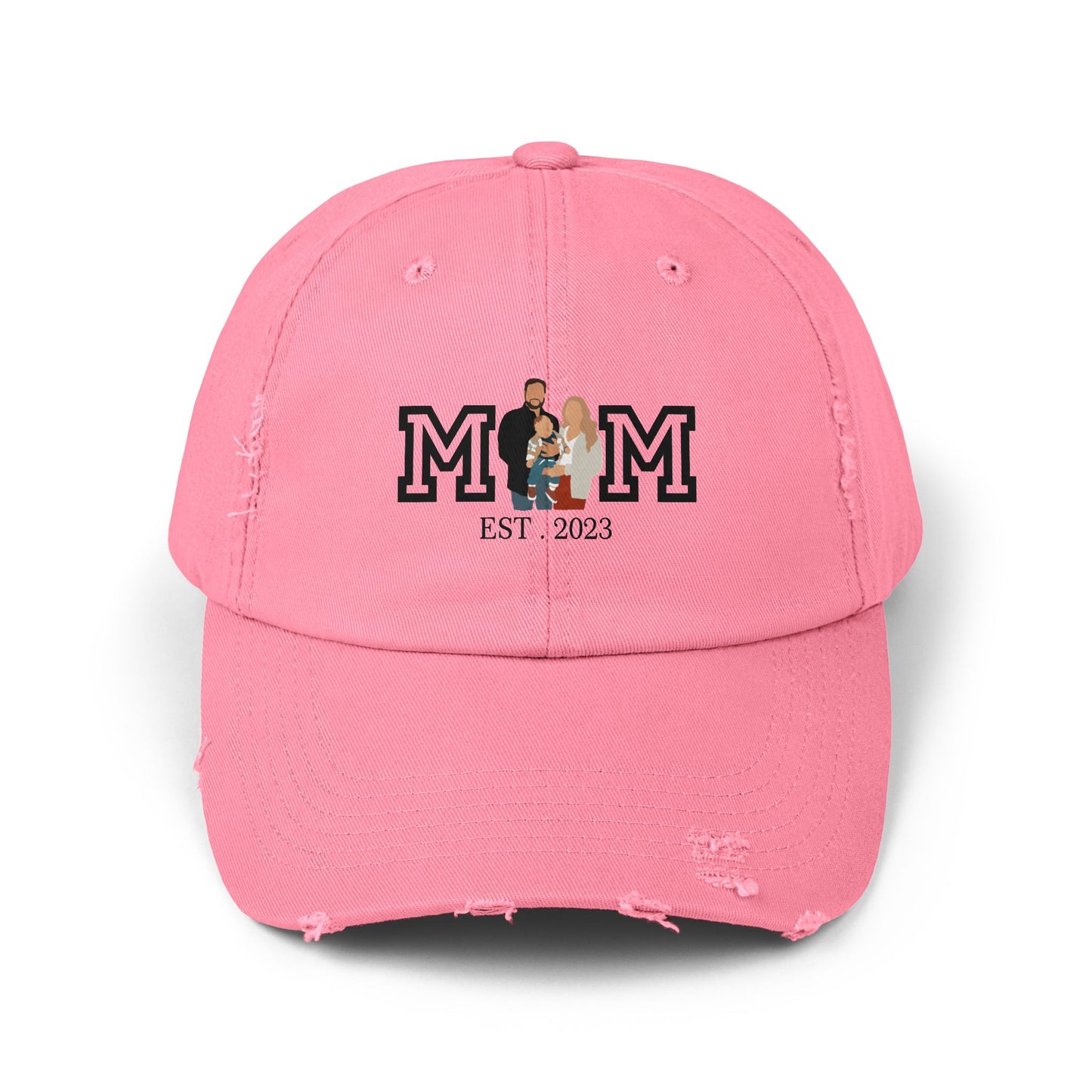 Custom MOM EST Unisex Distressed Cap
