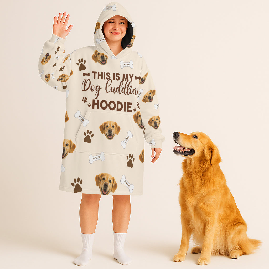 Personalized Pet Photo And Name This Is My Dog Cuddling Oodie Blanket Hoodie