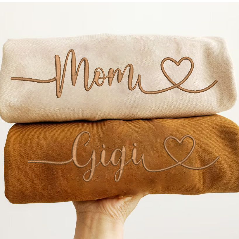 Mother's Day Personalized Embroidered Custom Text Hoodie Sweatshirt T-Shirt