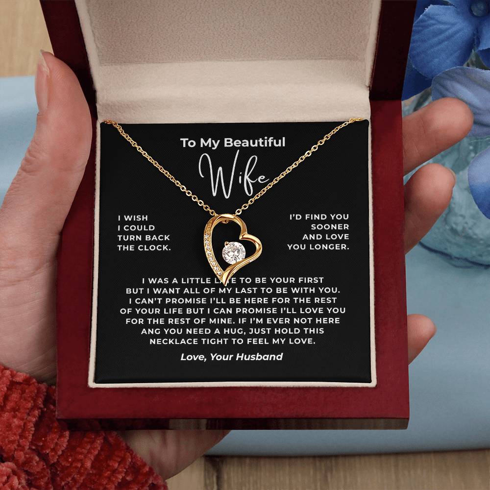 To My Beautiful Wife Interlocking Hearts Necklace