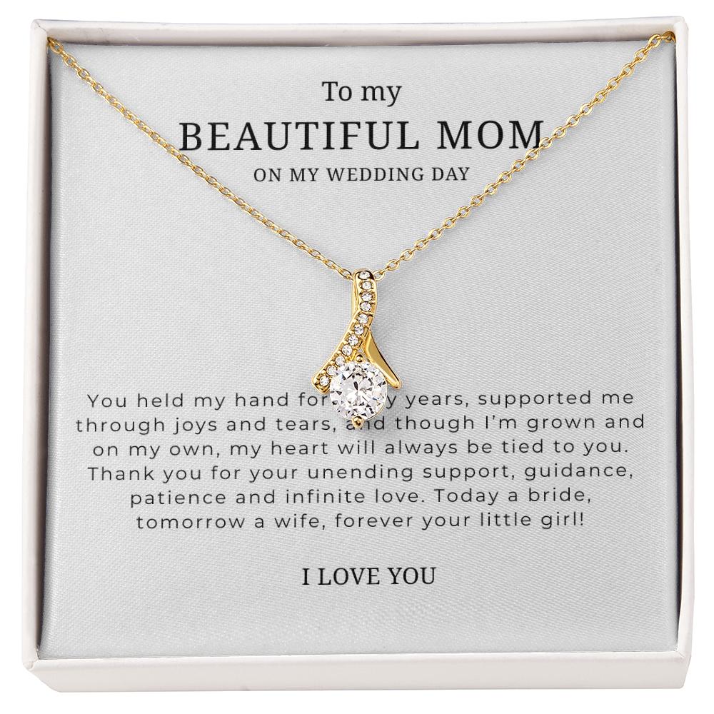 To My Beautiful Mom On My Wedding Day Interlocking Hearts Necklace