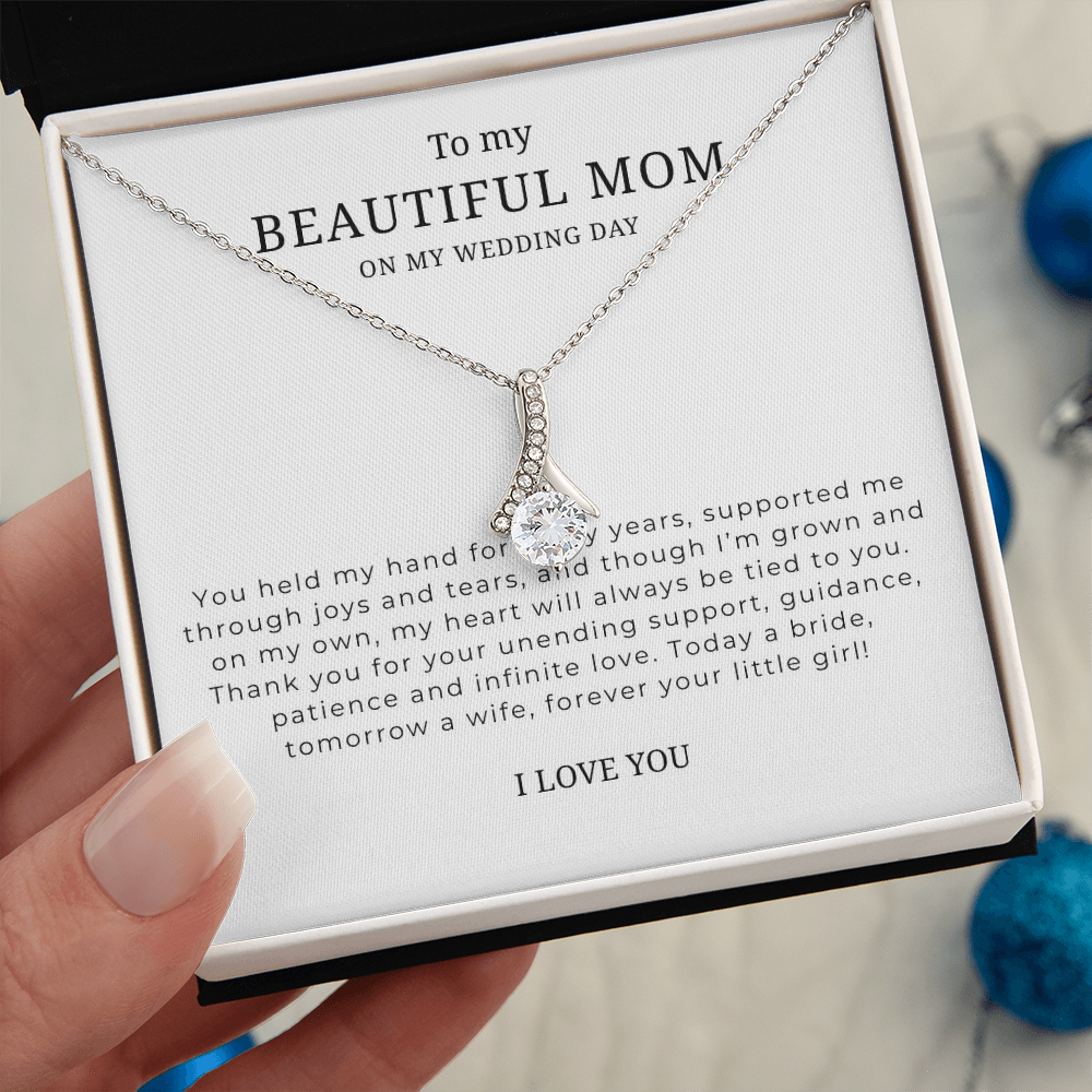 To My Beautiful Mom On My Wedding Day Interlocking Hearts Necklace
