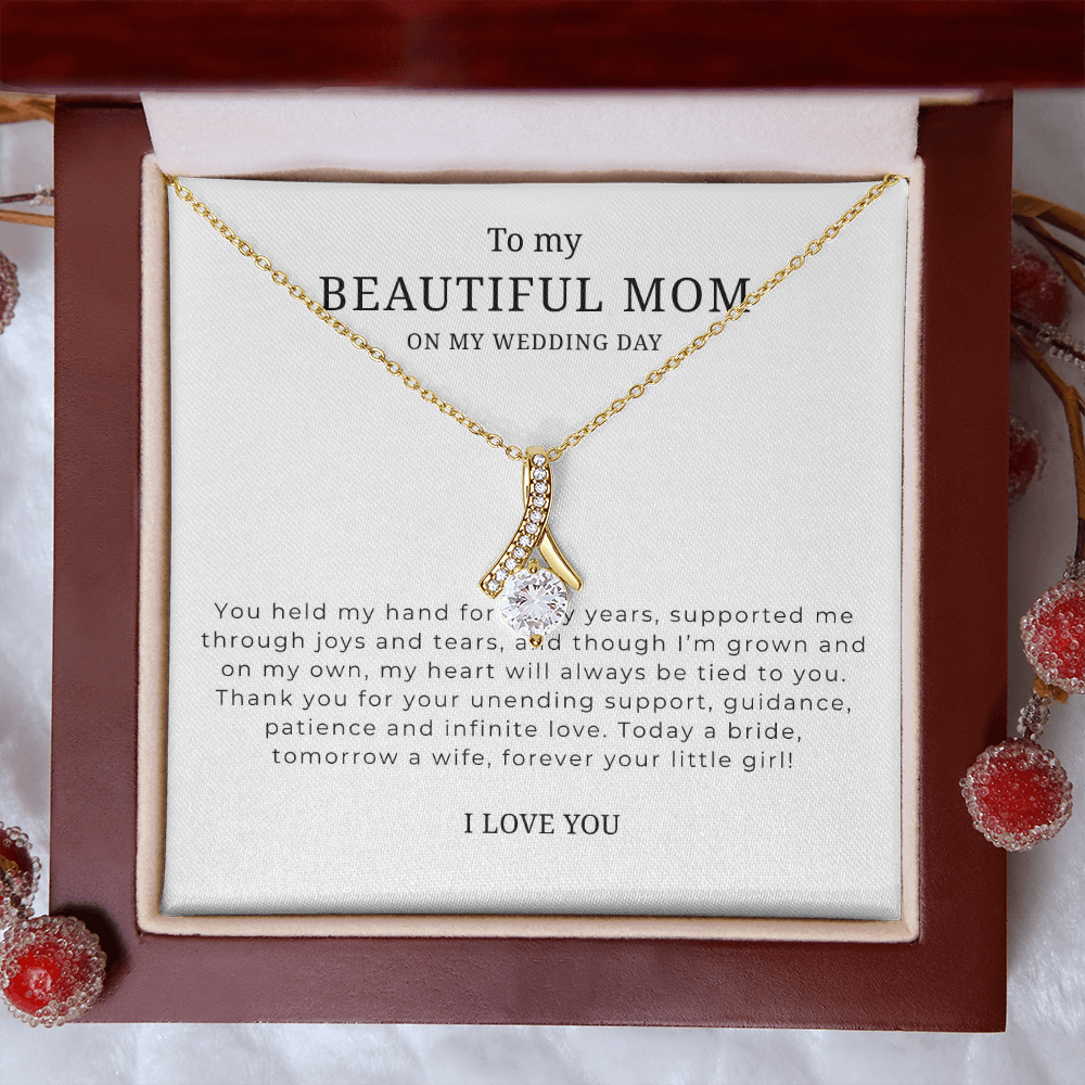 To My Beautiful Mom On My Wedding Day Interlocking Hearts Necklace