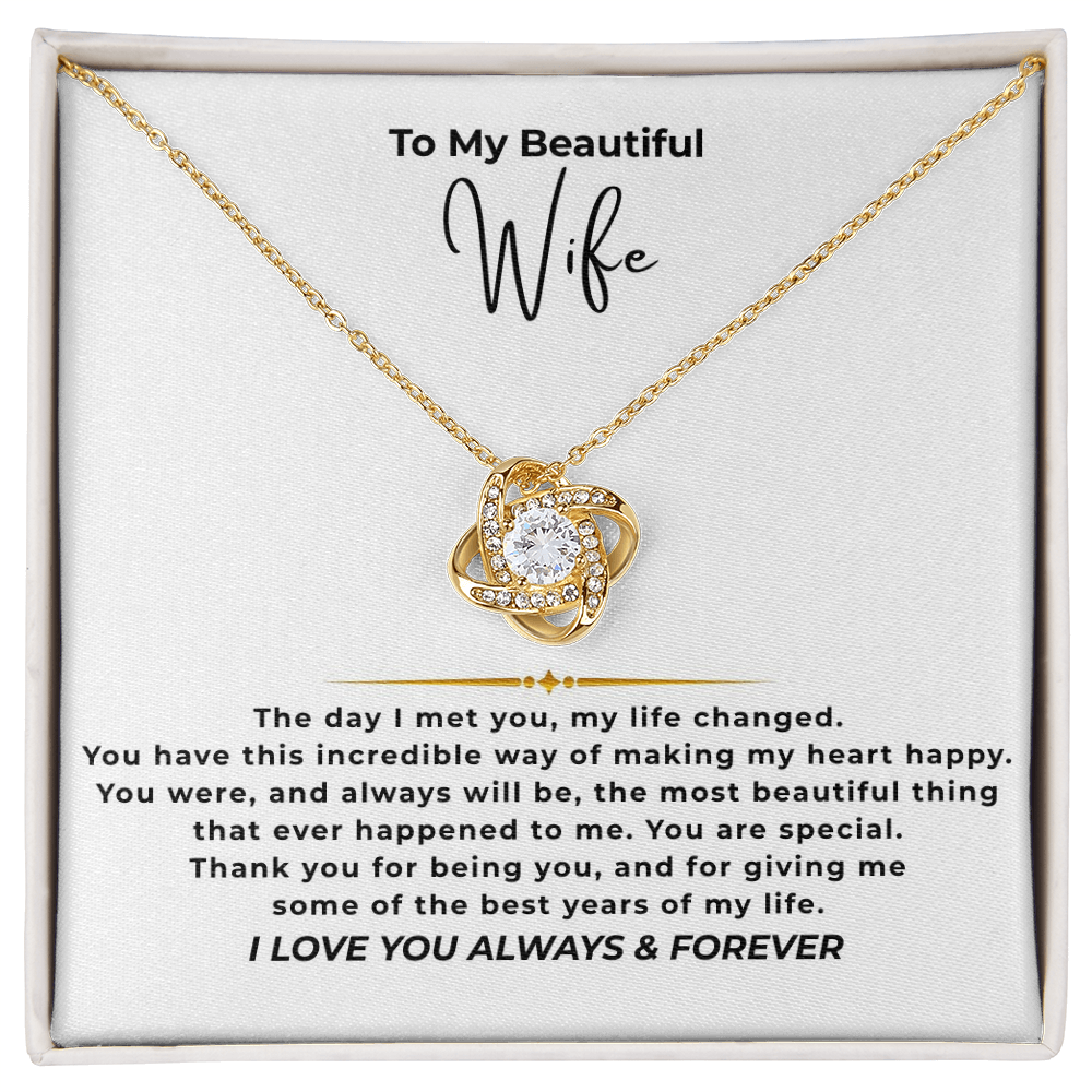 To My Beautiful Wife Interlocking Hearts Necklace