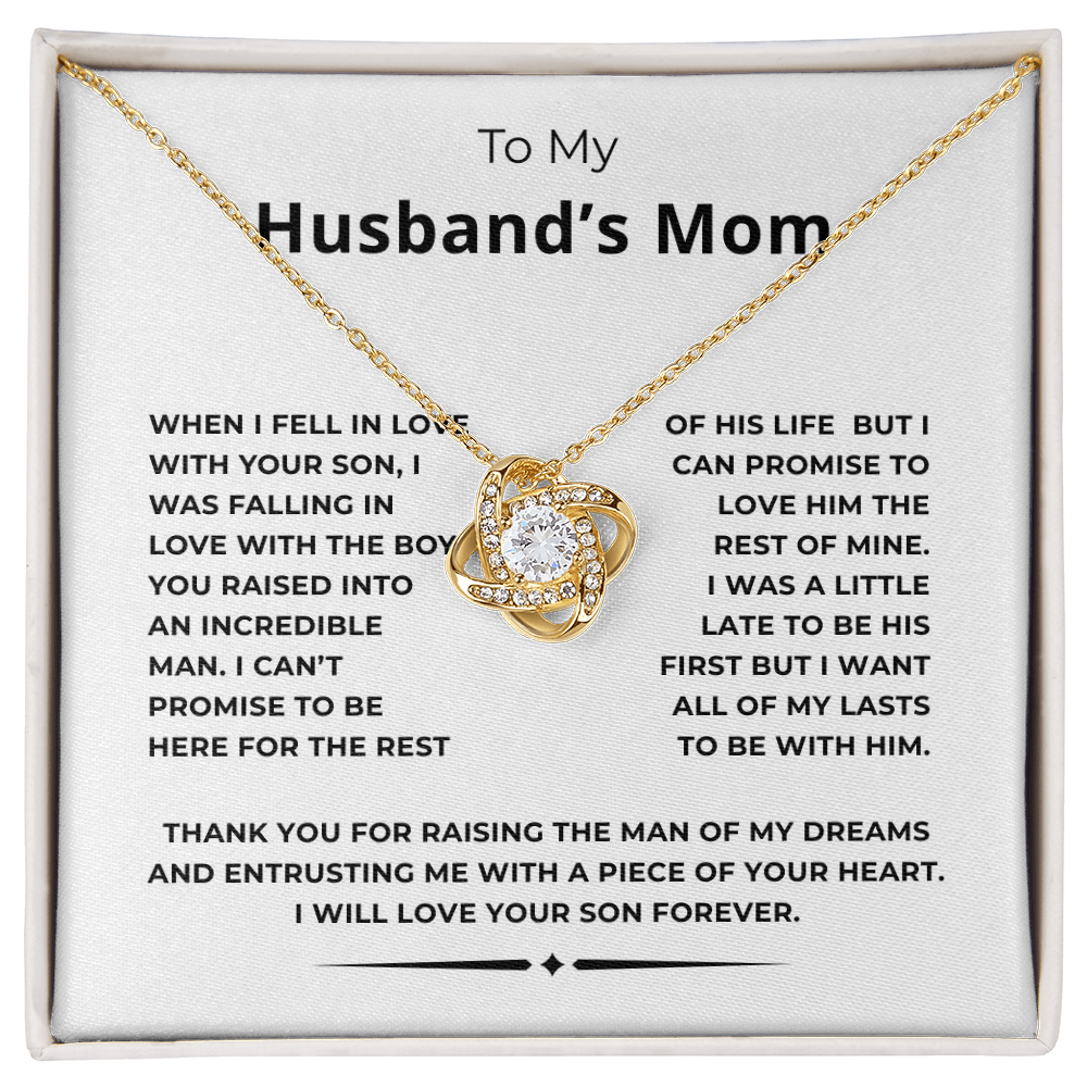 To My Husband's Mom Love Knot Necklace
